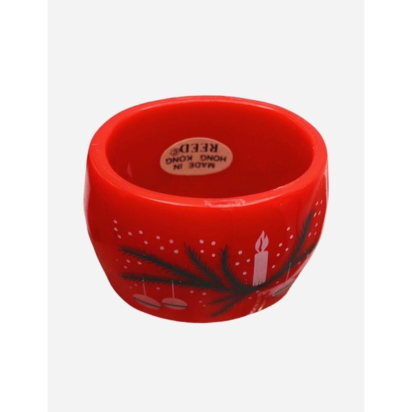 8 Vintage Christmas Napkin Rings by Reed Acrylic Red Holiday Decor Ornament Snow - Picture 3 of 10